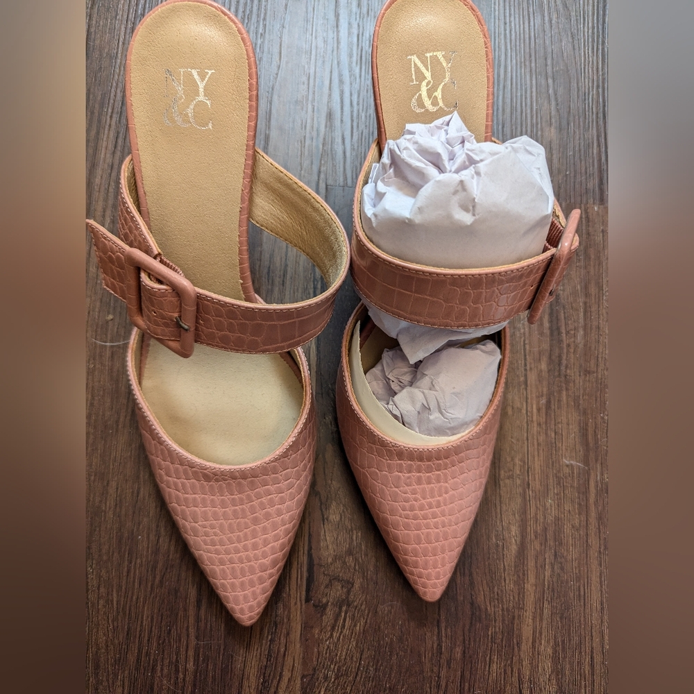 New York & Company Women's Textured Pink Mules